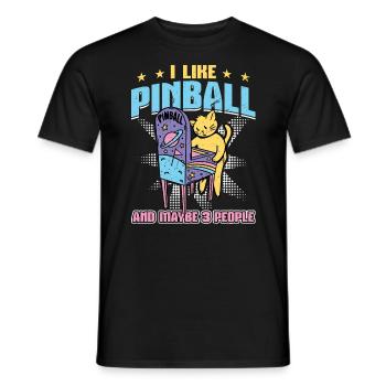 J’aime le flipper et peut-être 3 personnes - T-shirt homme - noir - Devant - AI Model Male 178 light (178cm)