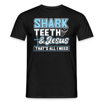 Shark Teeth and Jesus - Fossil Hunters - Men's T-Shirt - black - Front - AI Model Male 178 light (178cm)