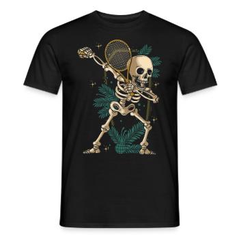Dabbing Skeleton Joueur de tennis avec raquette de tennis - T-shirt homme - noir - Devant - AI Model Male 178 light (178cm)