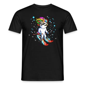 Vacances au ski Voyage Snowboard Licorne Conte de fées - T-shirt homme - noir - Devant - AI Model Male 178 light (178cm)