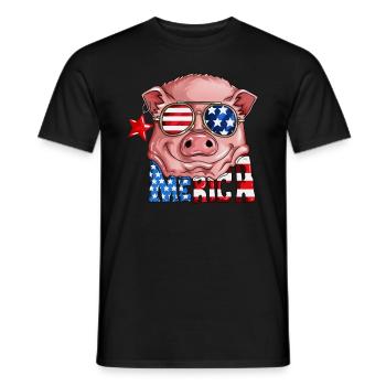 USA Flagge Schweinkostüm Merica Nationalfeiertag - Männer T-Shirt - Schwarz - Vorne - AI Model Male 178 light (178cm)