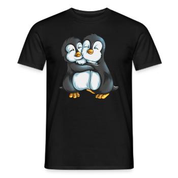 Deux manchots empereurs câlins de Nouvelle-Zélande - T-shirt homme - noir - Devant - AI Model Male 178 light (178cm)