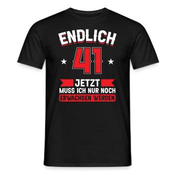 41. Geburtstag Jetzt nur noch erwachsen werden - Männer T-Shirt - Schwarz - Vorne - AI Model Male 178 light (178cm)