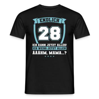 Endlich 28 - Ich kann jetzt alles - 28. Geburtstag - Männer T-Shirt - Schwarz - Vorne - AI Model Male 178 light (178cm)