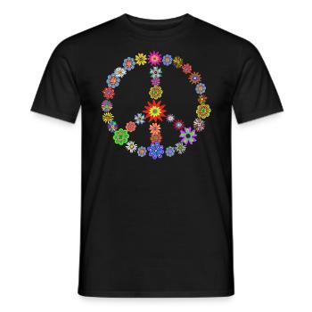 Flower Power Peace Flowers - Men's T-Shirt - black - Front - AI Model Male 178 light (178cm)