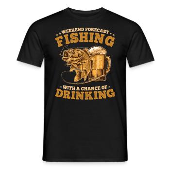 Prévisions de pêche et de consommation d’alcool pour la fin de semaine des pêcheurs - T-shirt homme - noir - Devant - AI Model Male 178 light (178cm)