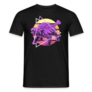 Vaporwave Synthwave Ankylosaurus Dinosaurs - Men's T-Shirt - black - Front - AI Model Male 178 light (178cm)
