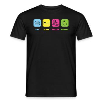 Eat Sleep Rollin Repeat - Roller Skating - Men's T-Shirt - black - Front - AI Model Male 178 light (178cm)