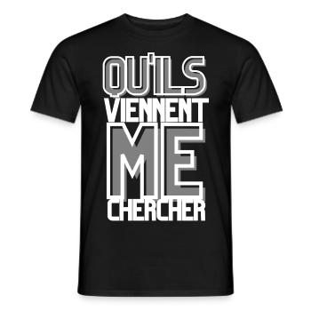t-shirt qu'ils viennent me chercher - T-shirt homme - noir - Devant - AI Model Male 178 light (178cm)