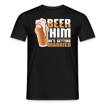 Beer Him - Il se marie - Enterrement de vie de garçon - T-shirt homme - noir - Devant - AI Model Male 178 light (178cm)