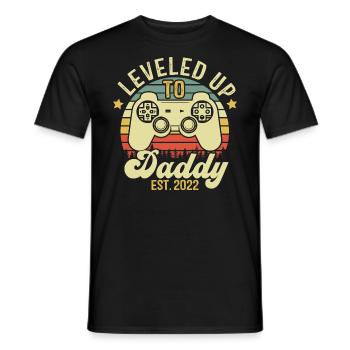 Leveled up to Daddy 2022, Cadeau papa 2022 - T-shirt homme - noir - Devant - AI Model Male 178 light (178cm)