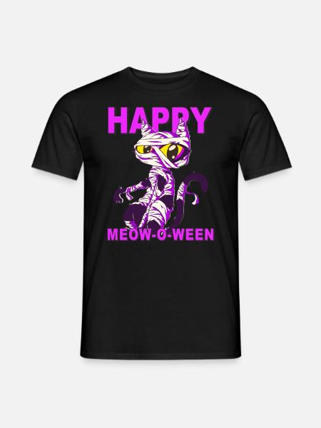 CAT HAPPY MEOW-O-WEEN - Men's T-Shirt - black