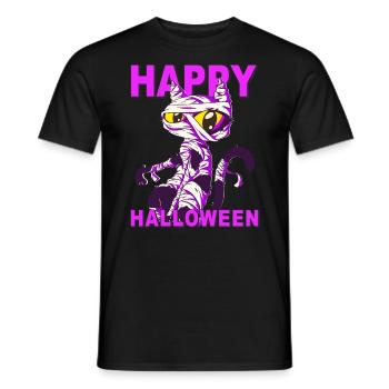 CAT HAPPY HALLOWEEN - Men's T-Shirt - black - Front - AI Model Male 178 light (178cm)