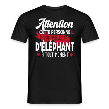 Éléphant Animal Dumbo Cadeau Humour Safari Trompe - T-shirt homme - noir - Devant - AI Model Male 178 light (178cm)