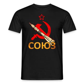 Soyuz rocket Soviet Union - Men's T-Shirt - black - Front - AI Model Male 178 light (178cm)