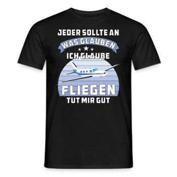 FLIEGEN TUT MIR GUT - Männer T-Shirt - Schwarz - Vorne - AI Model Male 178 light (178cm)
