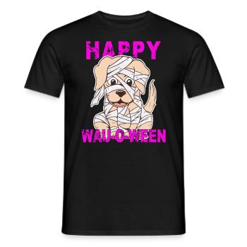 DOG HAPPY WAU-O-WEEN - Men's T-Shirt - black - Front - AI Model Male 178 light (178cm)