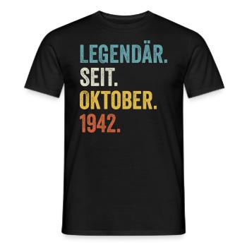 80 Jahre Legendär Seit Oktober 1942 80. Geburtstag - Männer T-Shirt - Schwarz - Vorne - AI Model Male 178 light (178cm)