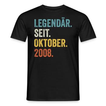 14 Jahre Legendär Seit Oktober 2008 14. Geburtstag - Männer T-Shirt - Schwarz - Vorne - AI Model Male 178 light (178cm)