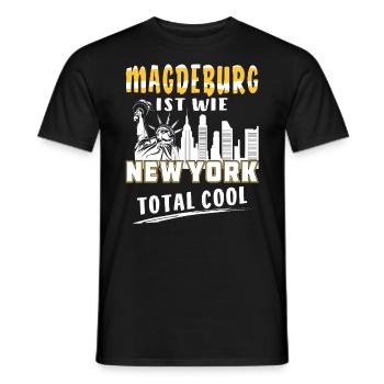 MAGDEBURG IST WIE NEW YORK - Männer T-Shirt - Schwarz - Vorne - AI Model Male 178 light (178cm)