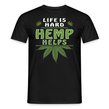 LIFE IS HARD HEMP HELPS - Männer T-Shirt - Schwarz - Vorne - AI Model Male 178 light (178cm)