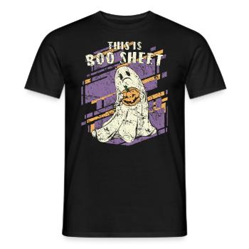HALLOWEEN C’EST BOO SHEET - T-shirt homme - noir - Devant - AI Model Male 178 light (178cm)