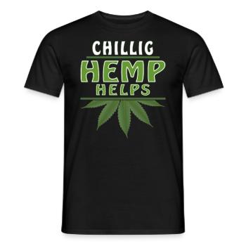 CHILLIG HEMP HELPS - Männer T-Shirt - Schwarz - Vorne - AI Model Male 178 light (178cm)