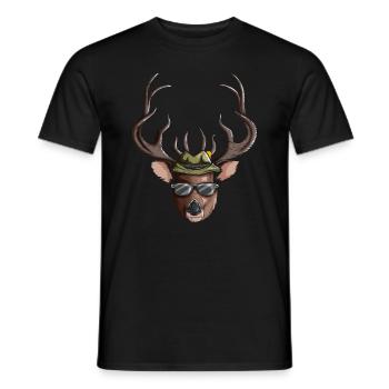 Hunter Motif Deer Red Deer Antlers Treibjagt Fan - T-shirt homme - noir - Devant - AI Model Male 178 light (178cm)