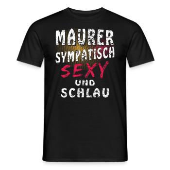 MAURER SYMPATISCH SEXY UND SCHLAU - Männer T-Shirt - Schwarz - Vorne - AI Model Male 178 light (178cm)