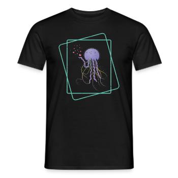 Mignon Méduse Coeur Sous-marin Amoureux des animaux marins - T-shirt homme - noir - Devant - AI Model Male 178 light (178cm)