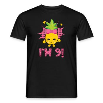I'm 9 9th Birthday Hawaiian Summer Tropical Fruit - Men's T-Shirt - black - Front - AI Model Male 178 light (178cm)