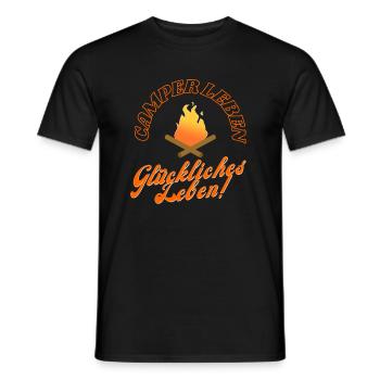 Camper Leben - Glücklich - Männer T-Shirt - Schwarz - Vorne - AI Model Male 178 light (178cm)