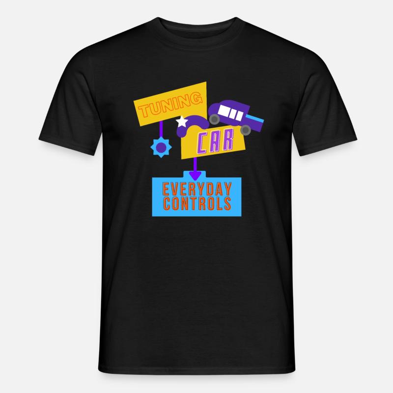 Tuning-Auto, alltägliche Kontrollen - Männer T-Shirt - Schwarz