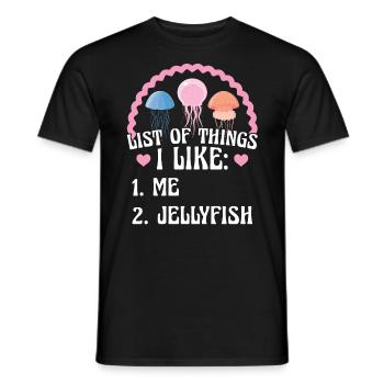 Je m’aime moi-même et les méduses - T-shirt homme - noir - Devant - AI Model Male 178 light (178cm)