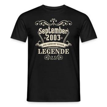 September 2003 - Die Geburt einer Legende - Männer T-Shirt - Schwarz - Vorne - AI Model Male 178 light (178cm)