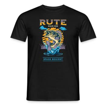 Rute Raus der Spass beginnt Angelrute Freunde - Männer T-Shirt - Schwarz - Vorne - AI Model Male 178 light (178cm)