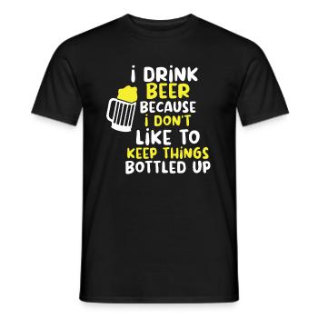 Bière Buveur de bière Bouteille de bière en canette de bière - T-shirt homme - noir - Devant - AI Model Male 178 light (178cm)