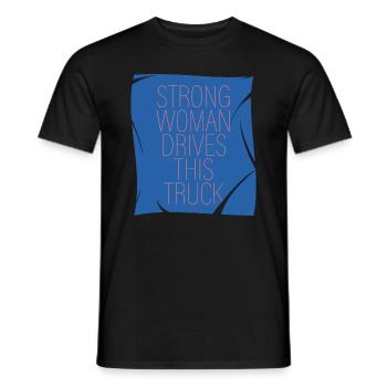 strong woman drives this truck - Men's T-Shirt - black - Front - AI Model Male 178 light (178cm)