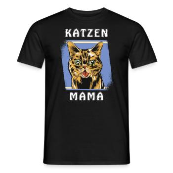 KATZEN MAMA - Männer T-Shirt - Schwarz - Vorne - AI Model Male 178 light (178cm)
