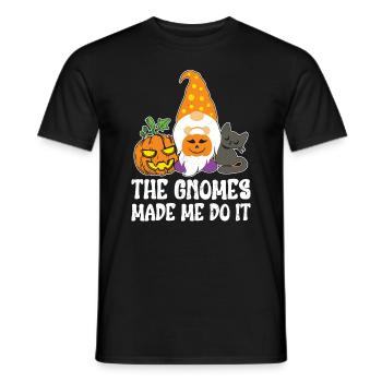 Funny Halloween T-Shirt The Gnome's Made Me Do It - Men's T-Shirt - black - Front - AI Model Male 178 light (178cm)