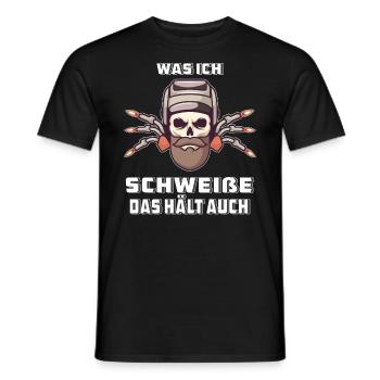 WAS ICH SCHWEIßE DAS HÄLT AUCH - Männer T-Shirt - Schwarz - Vorne - AI Model Male 178 light (178cm)