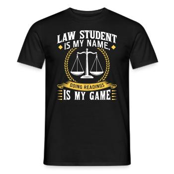 Étudiant en droit est mon nom Les lectures sont mon jeu - T-shirt homme - noir - Devant - AI Model Male 178 light (178cm)