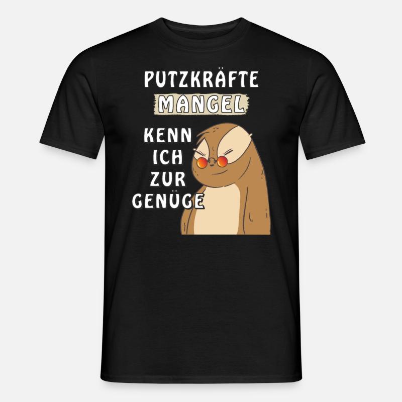 FAULTIER PUTZKRÄFTE MANGEL - Männer T-Shirt - Schwarz