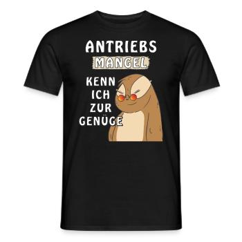 FAULTIER ANTRIEBS MANGEL - Männer T-Shirt - Schwarz - Vorne - AI Model Male 178 light (178cm)
