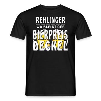 REHLINGER WO BLEIBT DER BIERPREIS DECKEL - Männer T-Shirt - Schwarz - Vorne - AI Model Male 178 light (178cm)