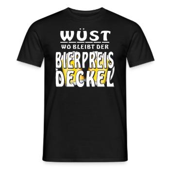 WÜST WO BLEIBT DER BIERPREIS DECKEL - Männer T-Shirt - Schwarz - Vorne - AI Model Male 178 light (178cm)
