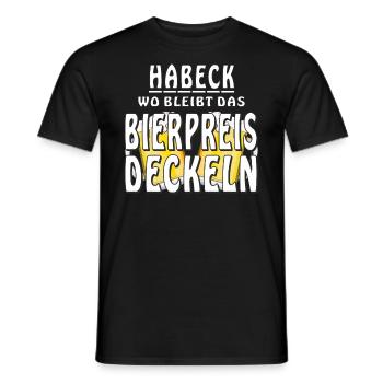 HARBECK WO BLEIBT DER BIERPREIS DECKEL - Männer T-Shirt - Schwarz - Vorne - AI Model Male 178 light (178cm)
