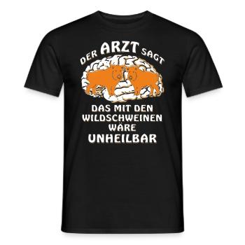 DER ARZT SAGT DAS MIT DEN WILDSCHWEINEN - Männer T-Shirt - Schwarz - Vorne - AI Model Male 178 light (178cm)