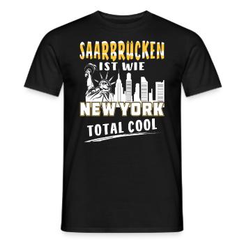 SAARBRÜCKEN IST WIE NEW YORK - Männer T-Shirt - Schwarz - Vorne - AI Model Male 178 light (178cm)