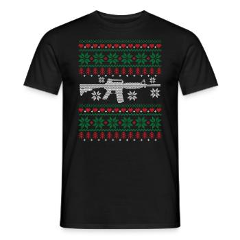 Guns Ugly Christmas - Men's T-Shirt - black - Front - AI Model Male 178 light (178cm)